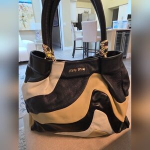 AUTHENTIC MIU MIU VINTAGE GRANDE SWIRL LEATHER SATCHEL PURSE HANDBAG